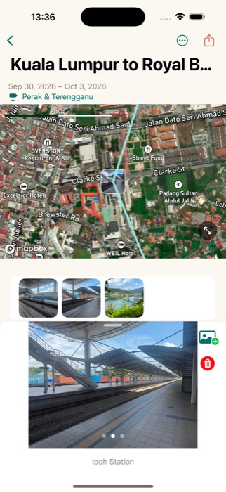 A photo of Ipoh railway station attached to a stop on the route