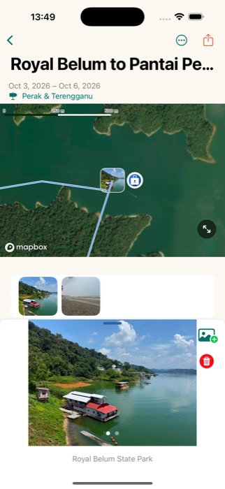 A photo of Royal Belum State Park attached to a stop on the route